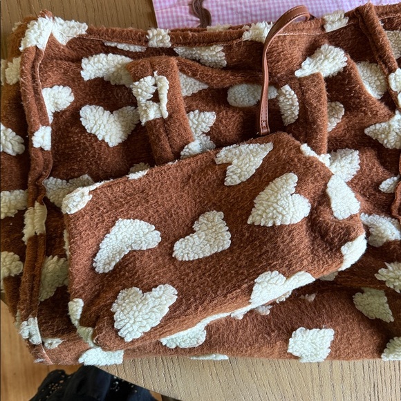 Large Anthropologie Teddy Travel Tote & Pouch - Picture 5 of 5